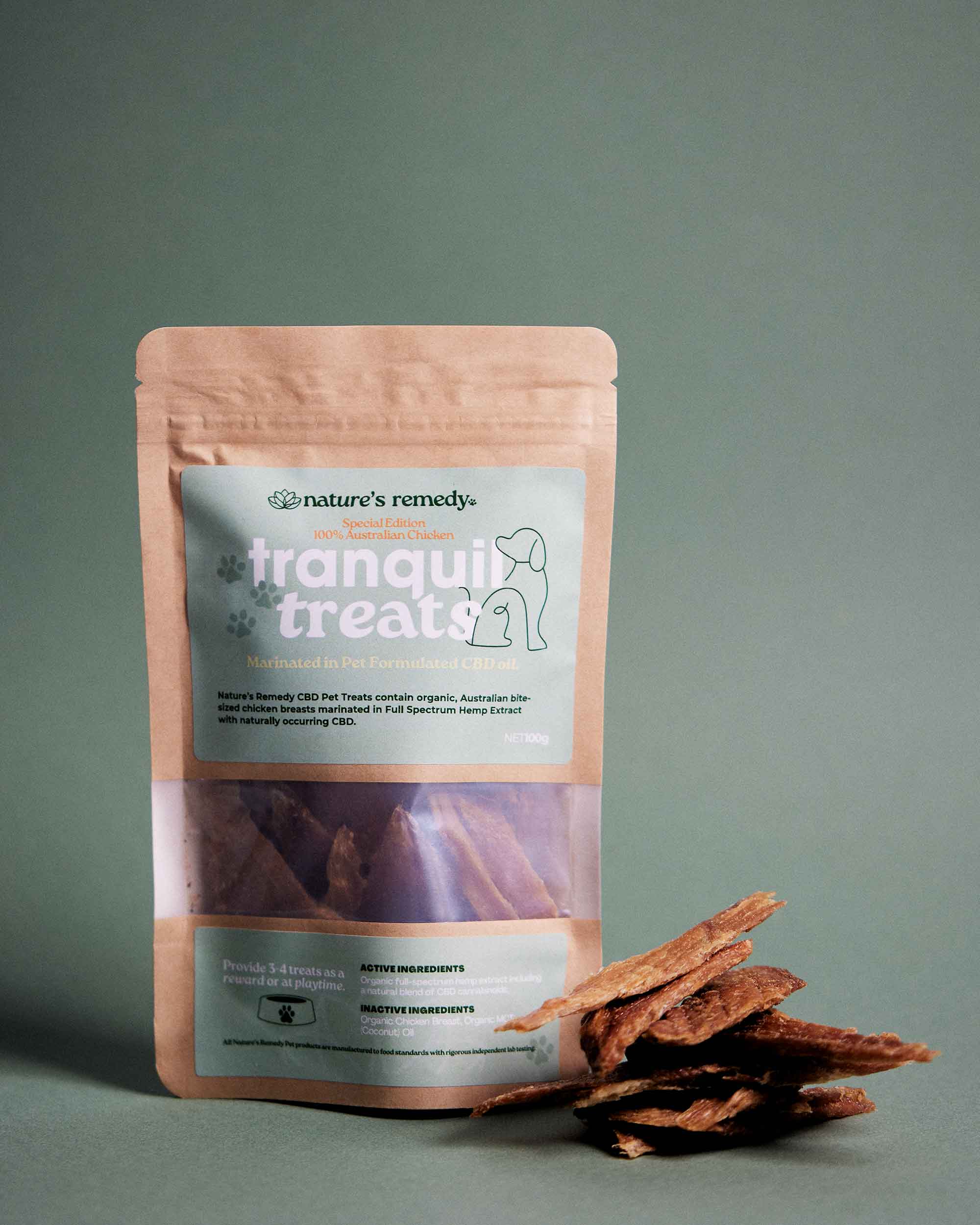 Tranquil Treats Organic Australian Chicken & Hemp 100g - 251030_SHOT_2599