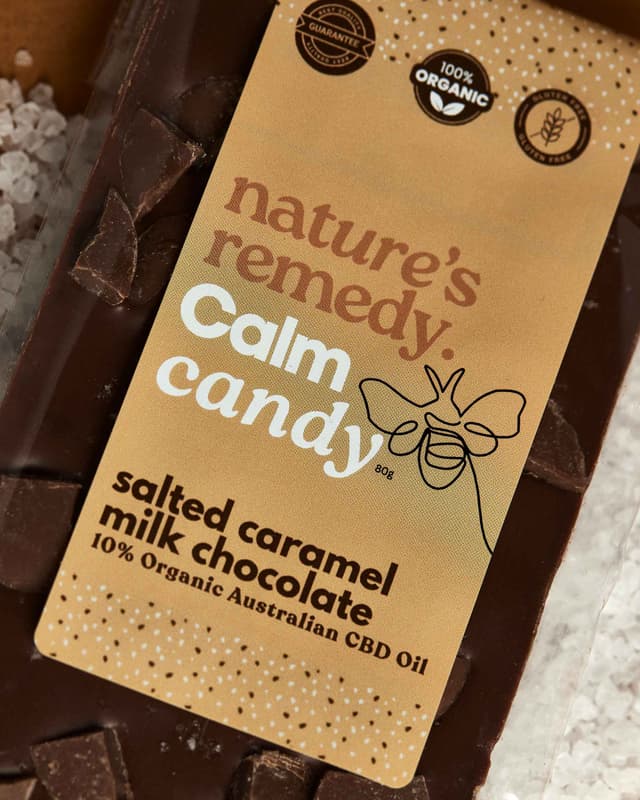 Australian made Organic Chocolate with Organic Australian CBD Oil - Salted Caramel Milk Chocolate - 251030_SHOT_3177_255332ab-4879-4009-8e87-6530c39bc428-1