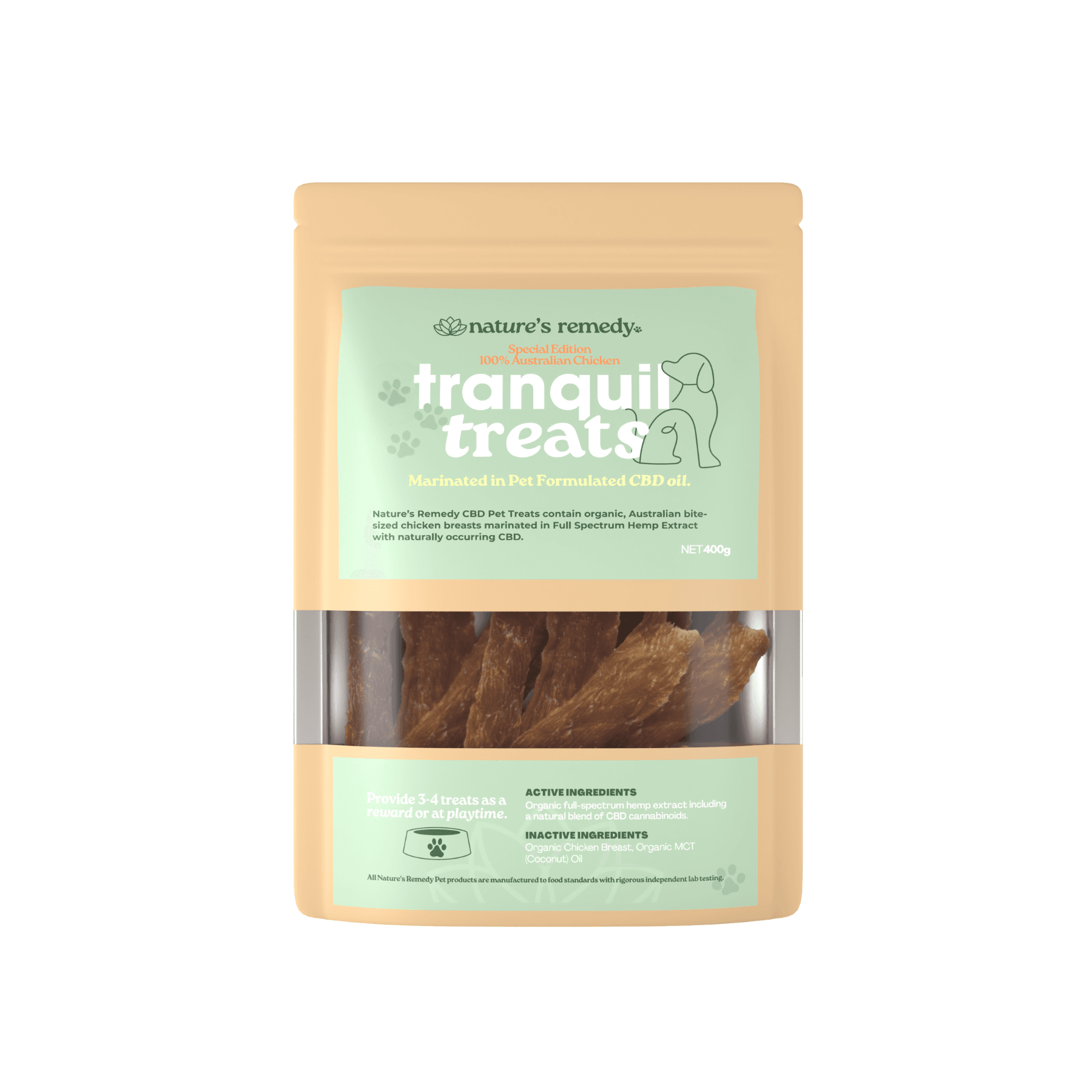 Tranquil Treats Organic Australian Chicken and Hemp 400g - Chicken400g_96b1fbb3-2bdd-433f-9976-cdbafd7467b7-3