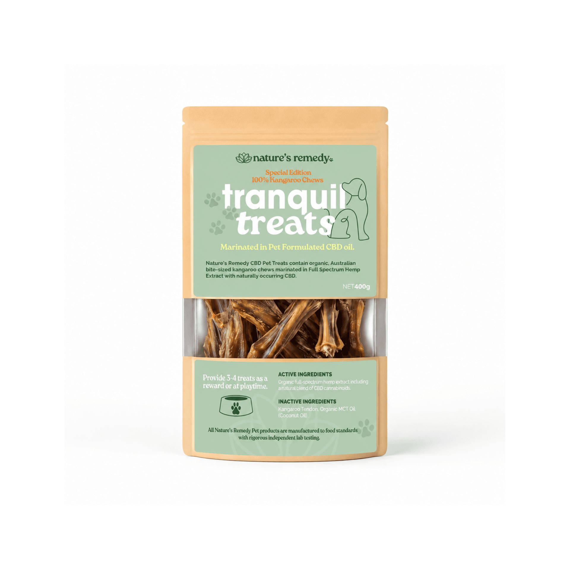 Tranquil Treats Organic Australian Kangaroo Chews with Hemp 400g - KangarooChews_c7d8a904-1008-499a-820f-c45be276c574-13