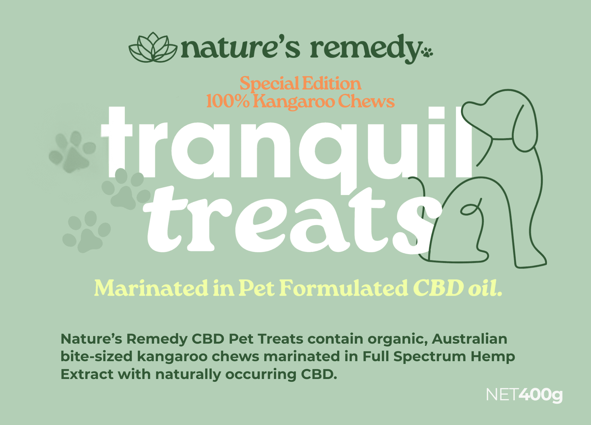 Tranquil Treats Organic Australian Kangaroo Chews with Hemp 400g - Kangaroo_002ef618-2422-4e81-a829-d9535d0ab682-1