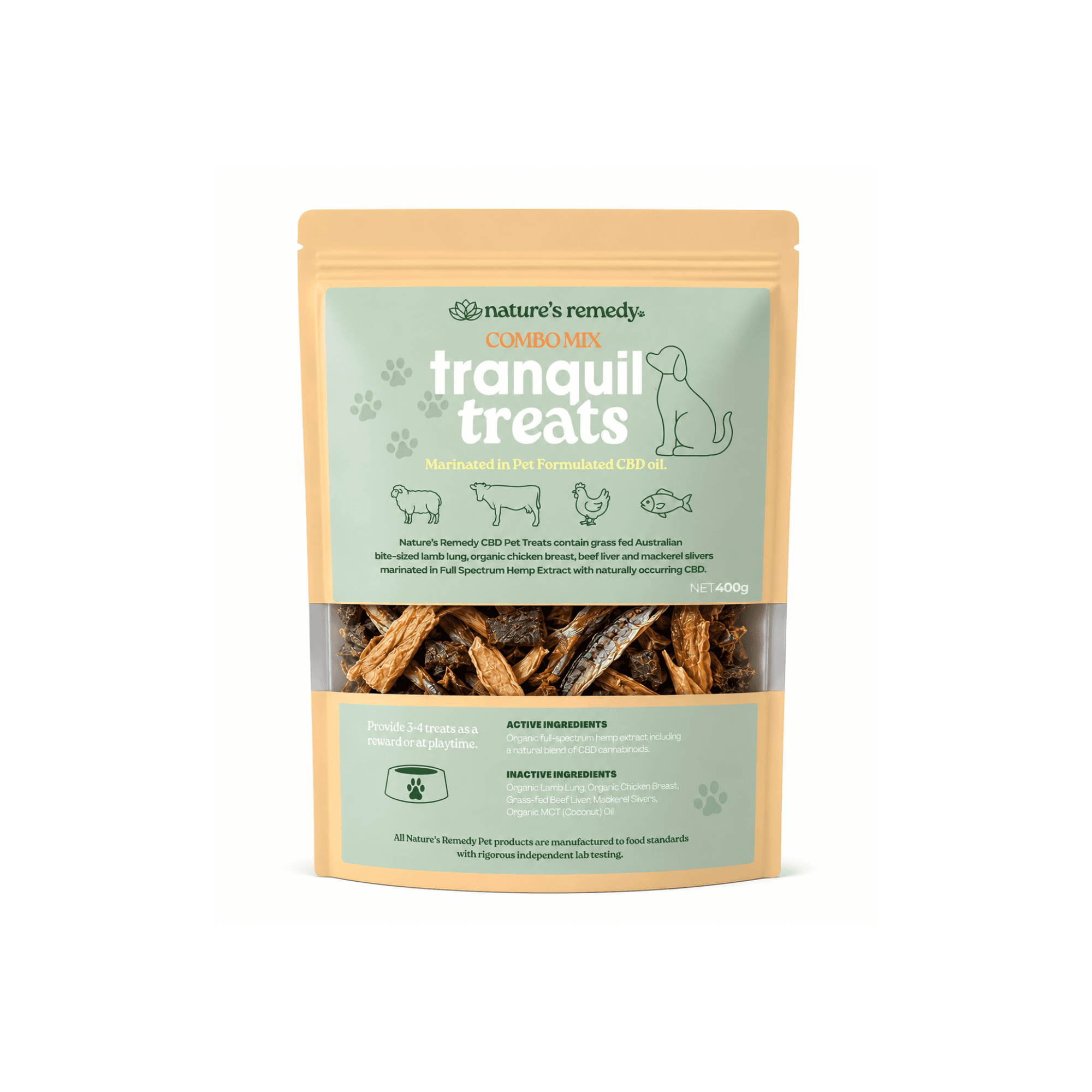 Tranquil Treats Australian Mixed Variations Bag - Fish, Beef, Lamb & Chicken - 400g - Mackerel_1_9becc855-10cb-4643-9ba3-f26080f3957d-1
