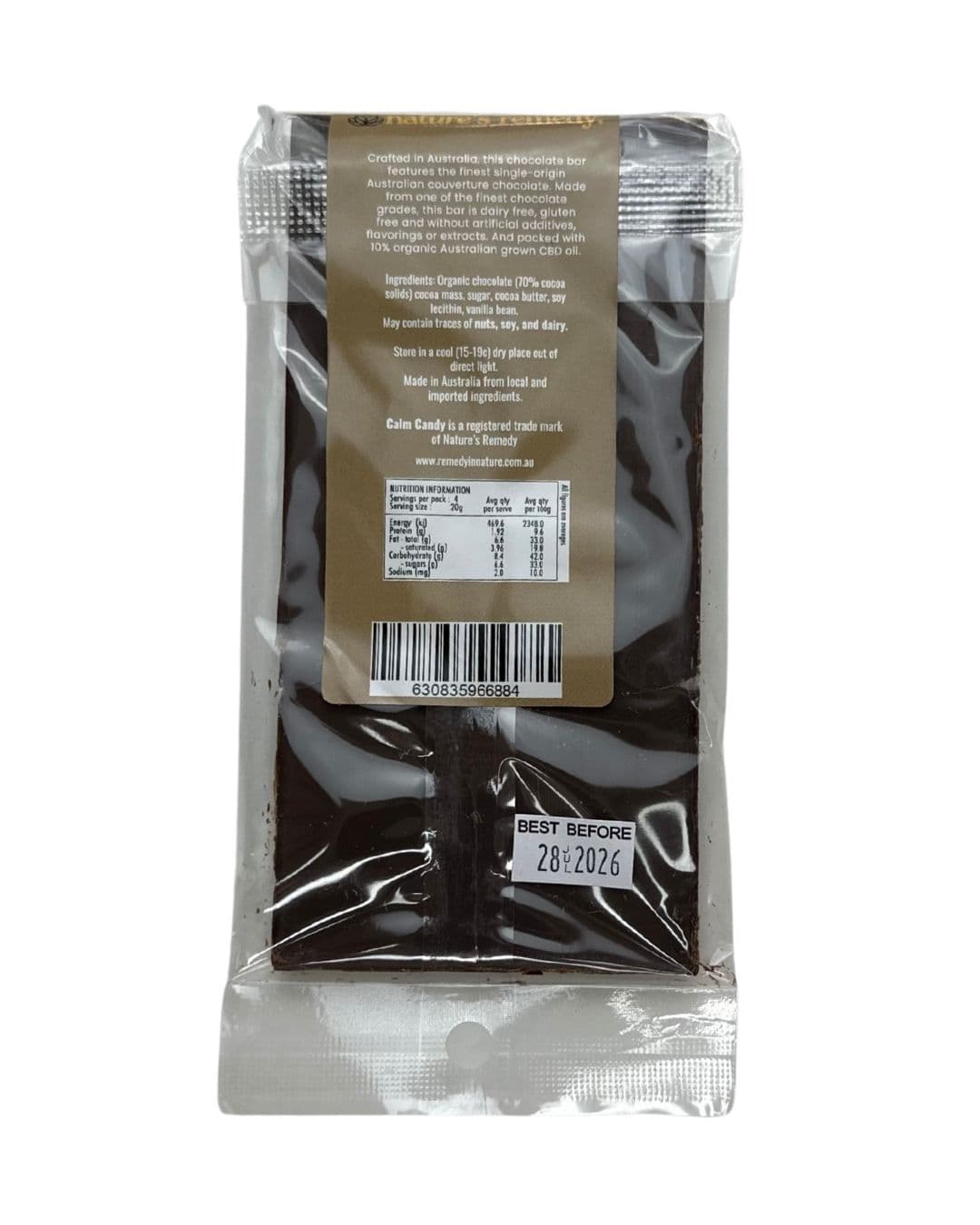 Australian made Organic Chocolate with Organic Australian CBD Oil - Dark Chocolate - 40