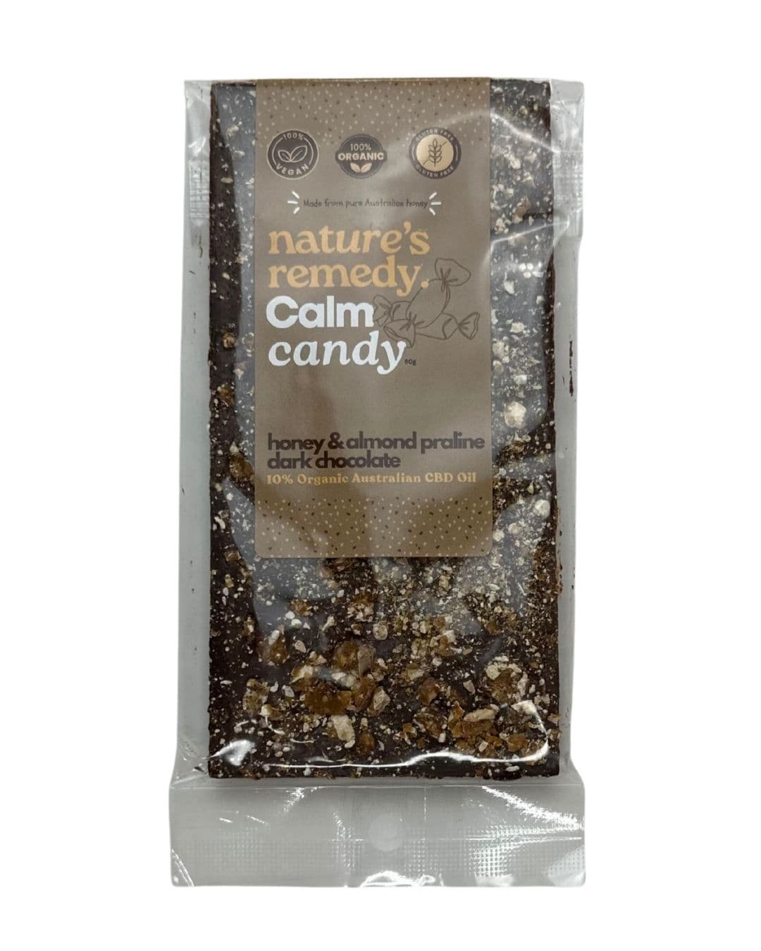 Australian made Organic Chocolate with Organic Australian CBD Oil - Honey & Almond Praline Dark Chocolate - 41