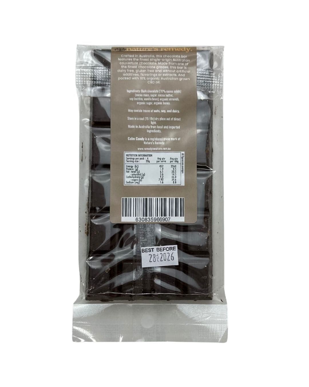 Australian made Organic Chocolate with Organic Australian CBD Oil - Honey & Almond Praline Dark Chocolate - 42