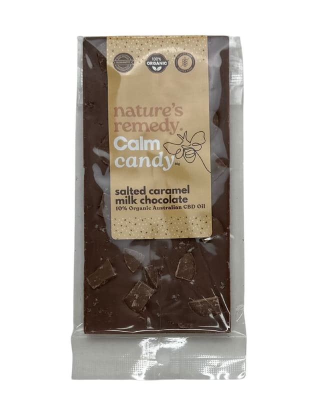 Australian made Organic Chocolate with Organic Australian Hemp Oil - Salted Caramel Milk Chocolate - 43-1